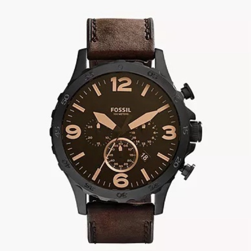 Fossil Nate Chronograph Brown Leather Watch
